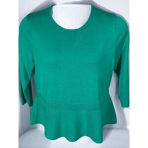 Talbots Womens Petite Tunic Top Quarter Sleeve Solid Ribbed Teal Green NEW PXL